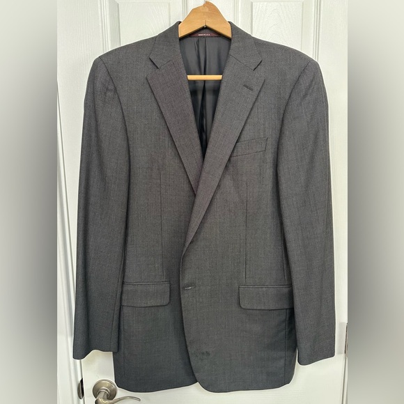 Hickey Freeman Loro Piana Men's Gray Sport Coat Jacket Sz 42 Long Working Cuffs - Picture 1 of 8